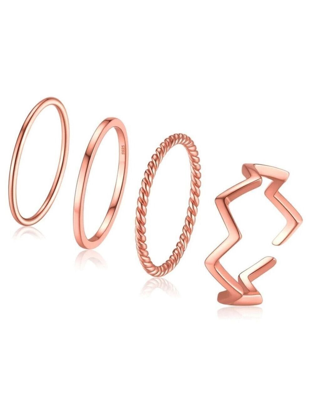 4 Pcs Knuckle Rings Set Made of 925 Sterling Silver Stacking Rings in Rose Gold